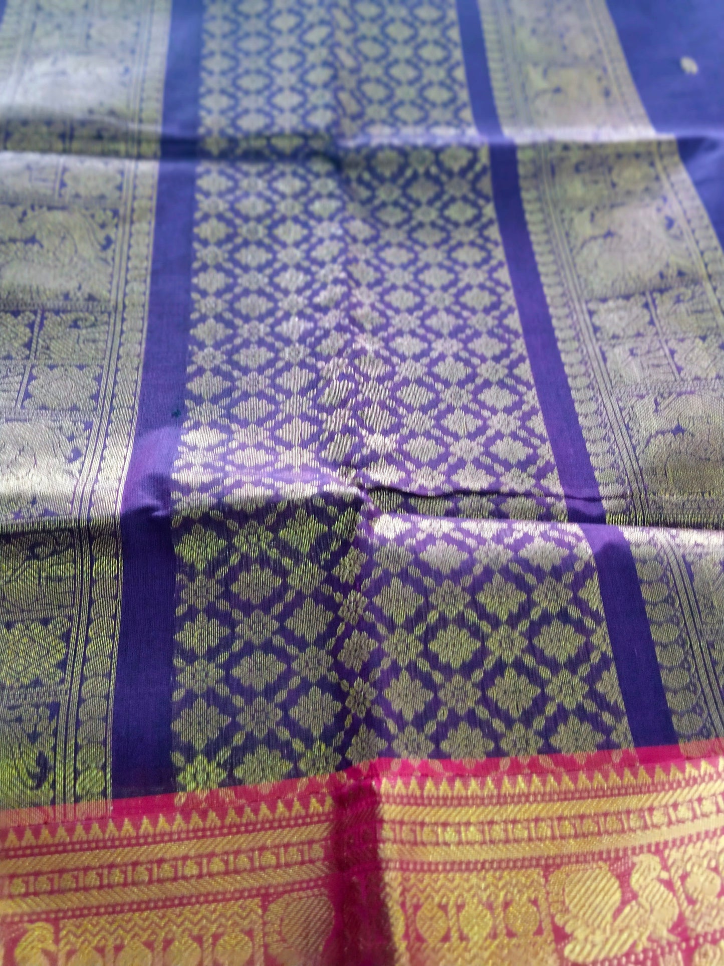 Dark violet pure rich cotton saree
