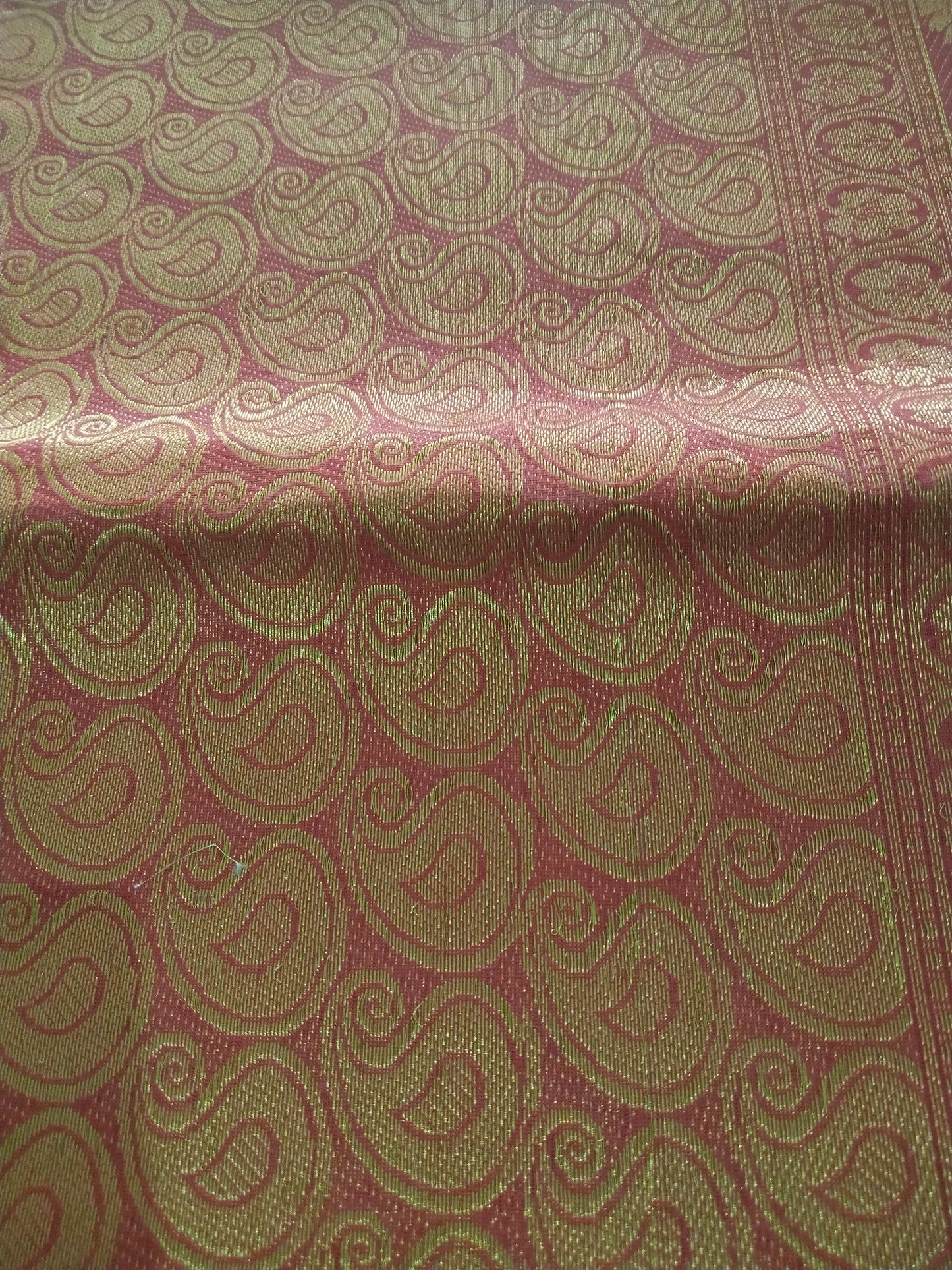 Rich Cotton Rani pink saree with pastel rama green peacock border