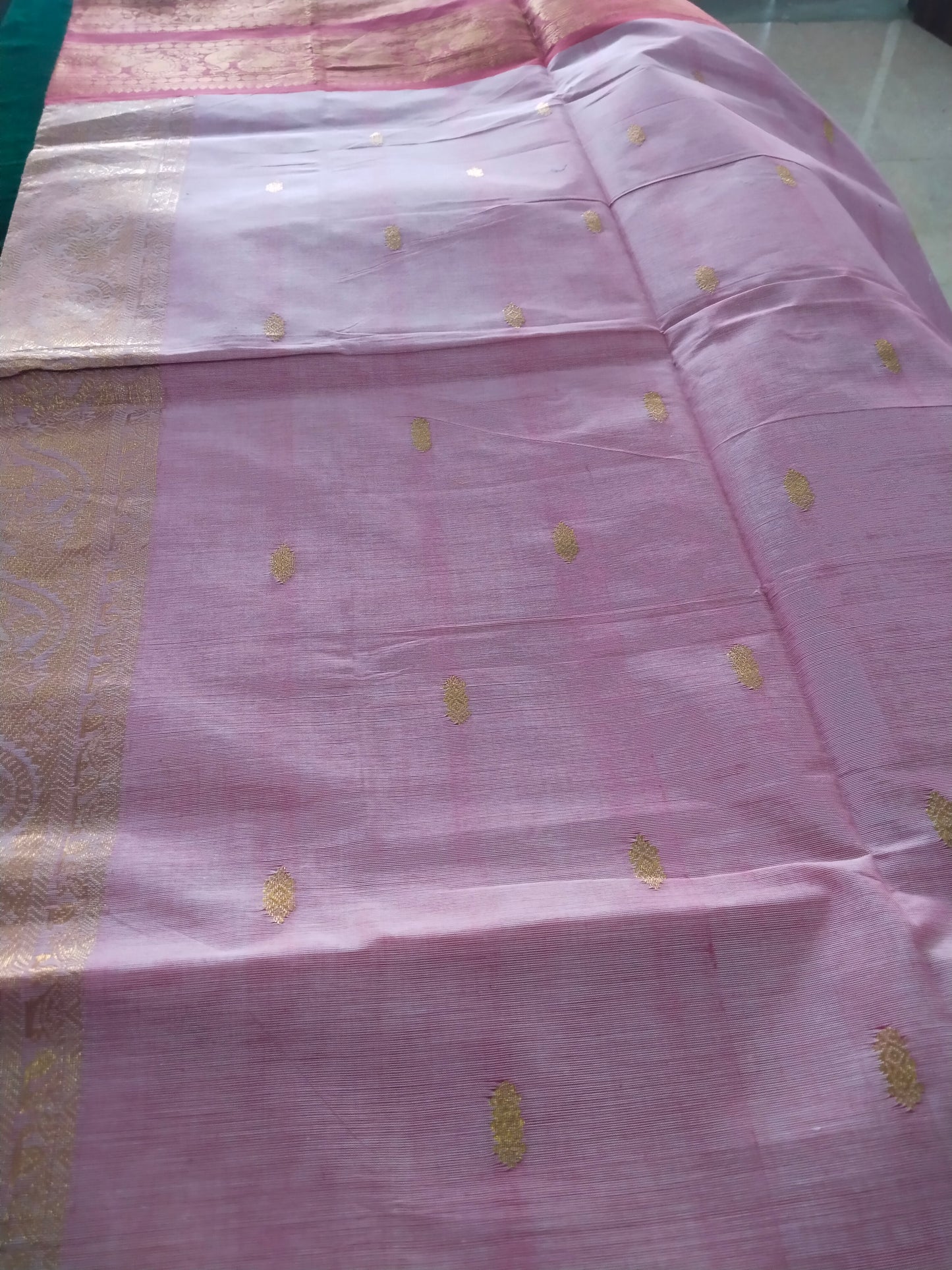 pastel pink pure rich cotton saree with rani pink double side border