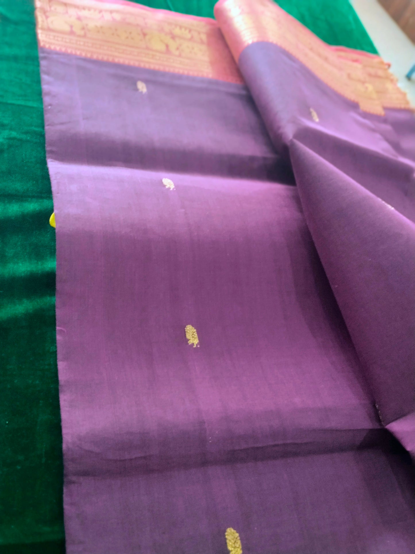 Dark violet pure rich cotton saree
