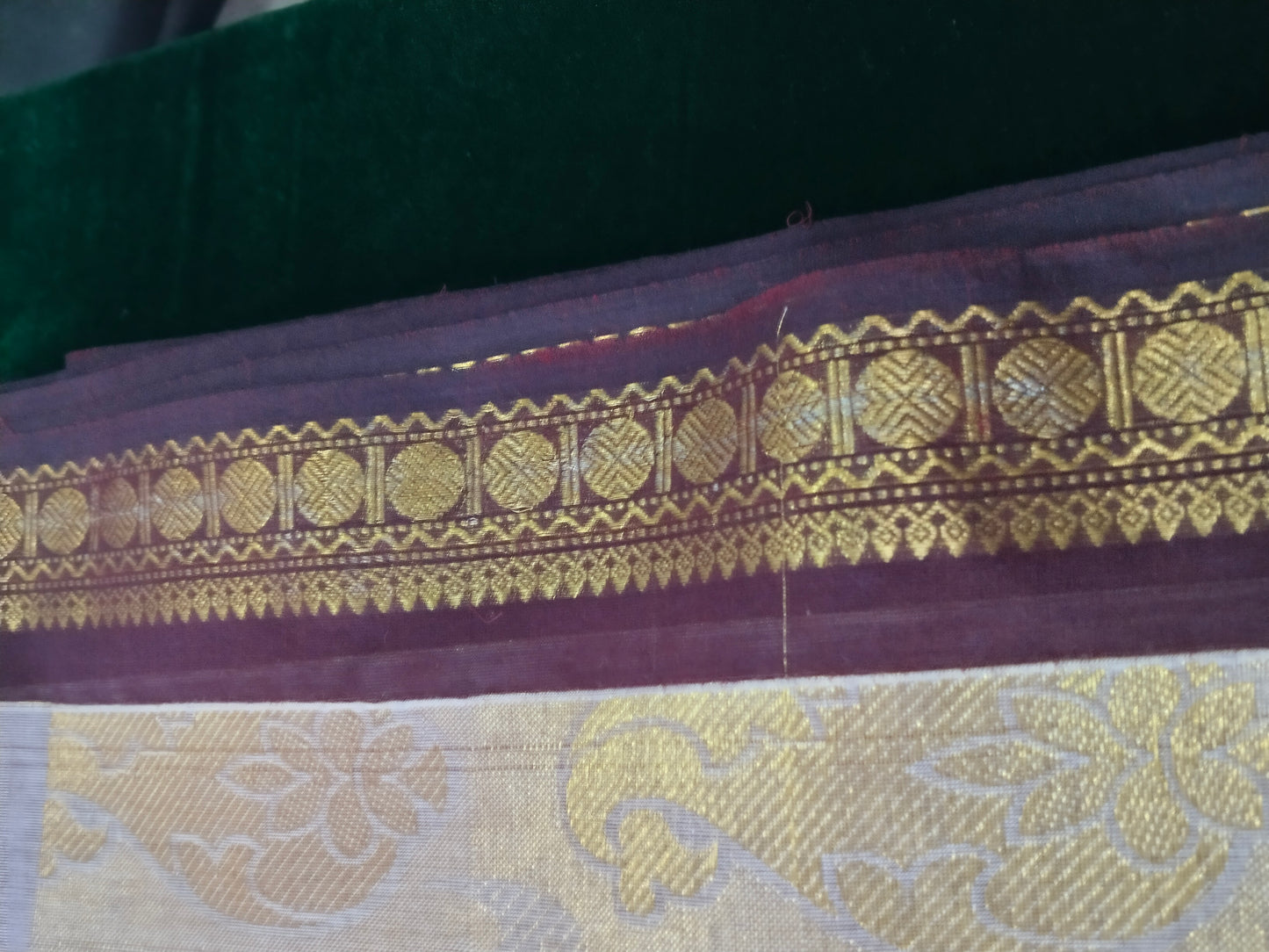 Rich cotton pastel brown saree with Neli Border & grand mango pallu