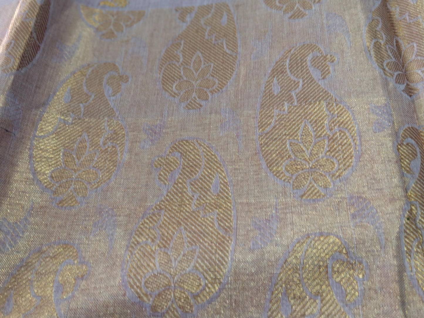 Rich cotton pastel brown saree with Neli Border & grand mango pallu