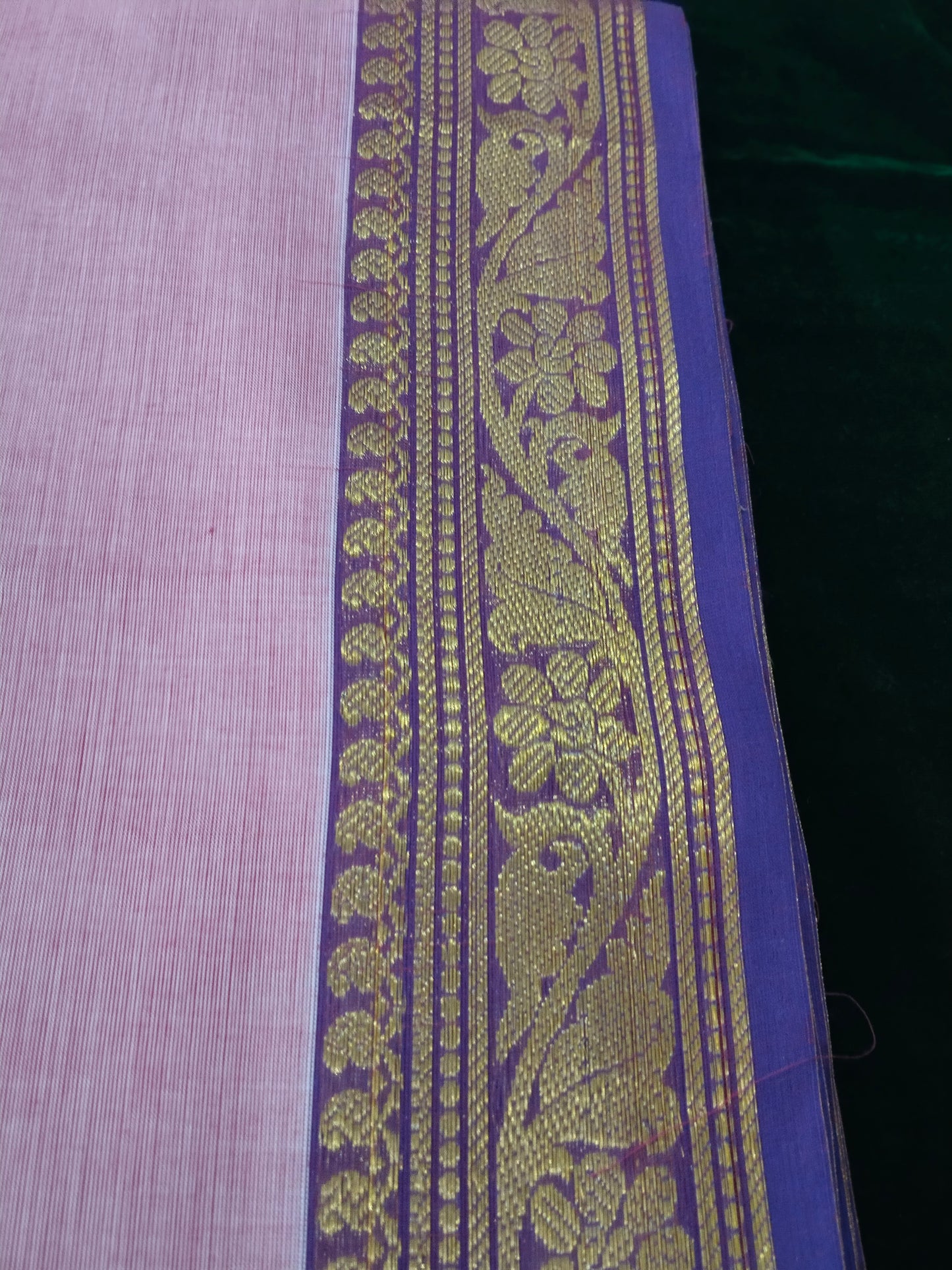 Pink pure cotton floral border saree vintage saree