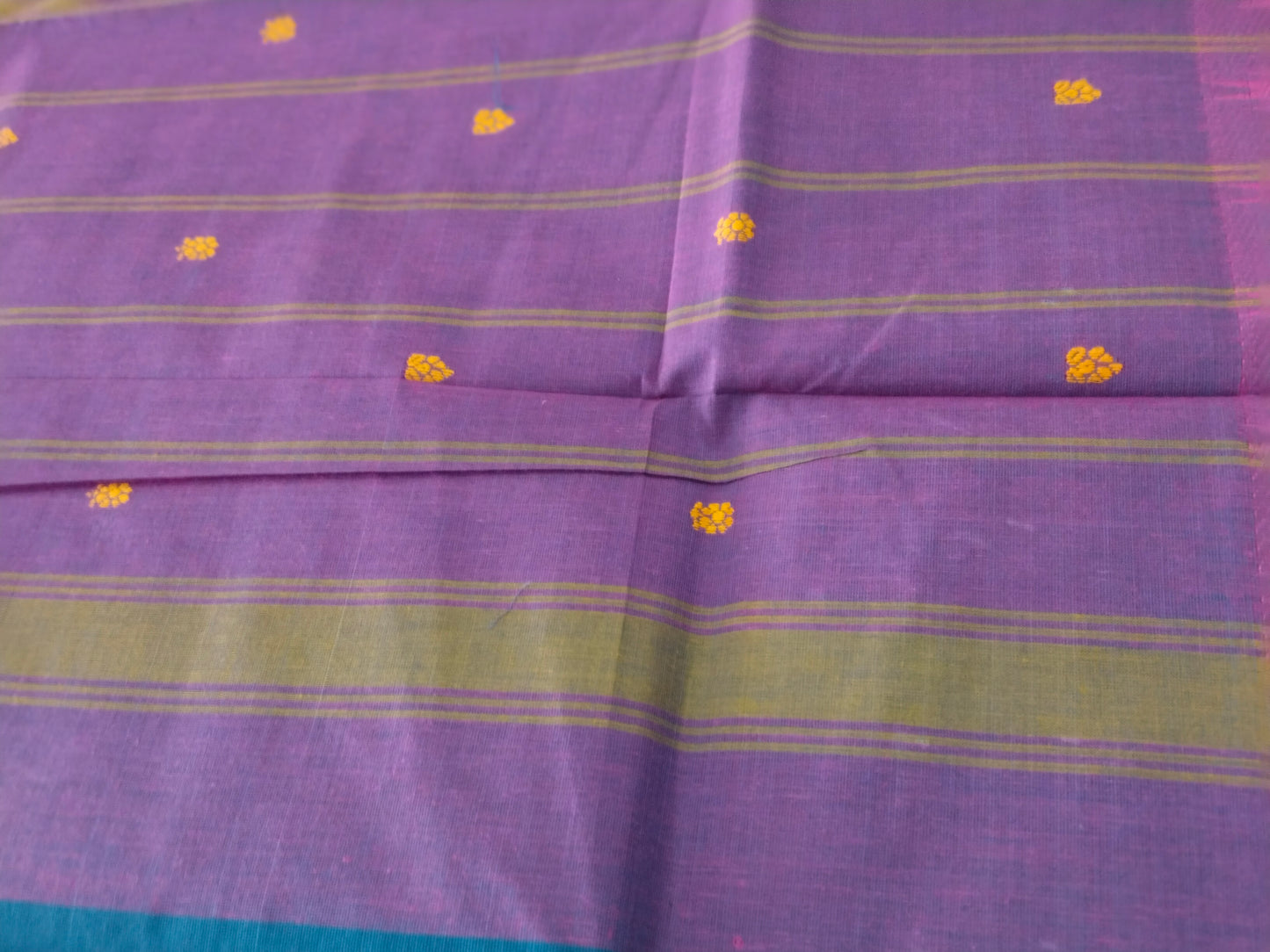 Grey pure cotton with double side tower border with beautiful pallu