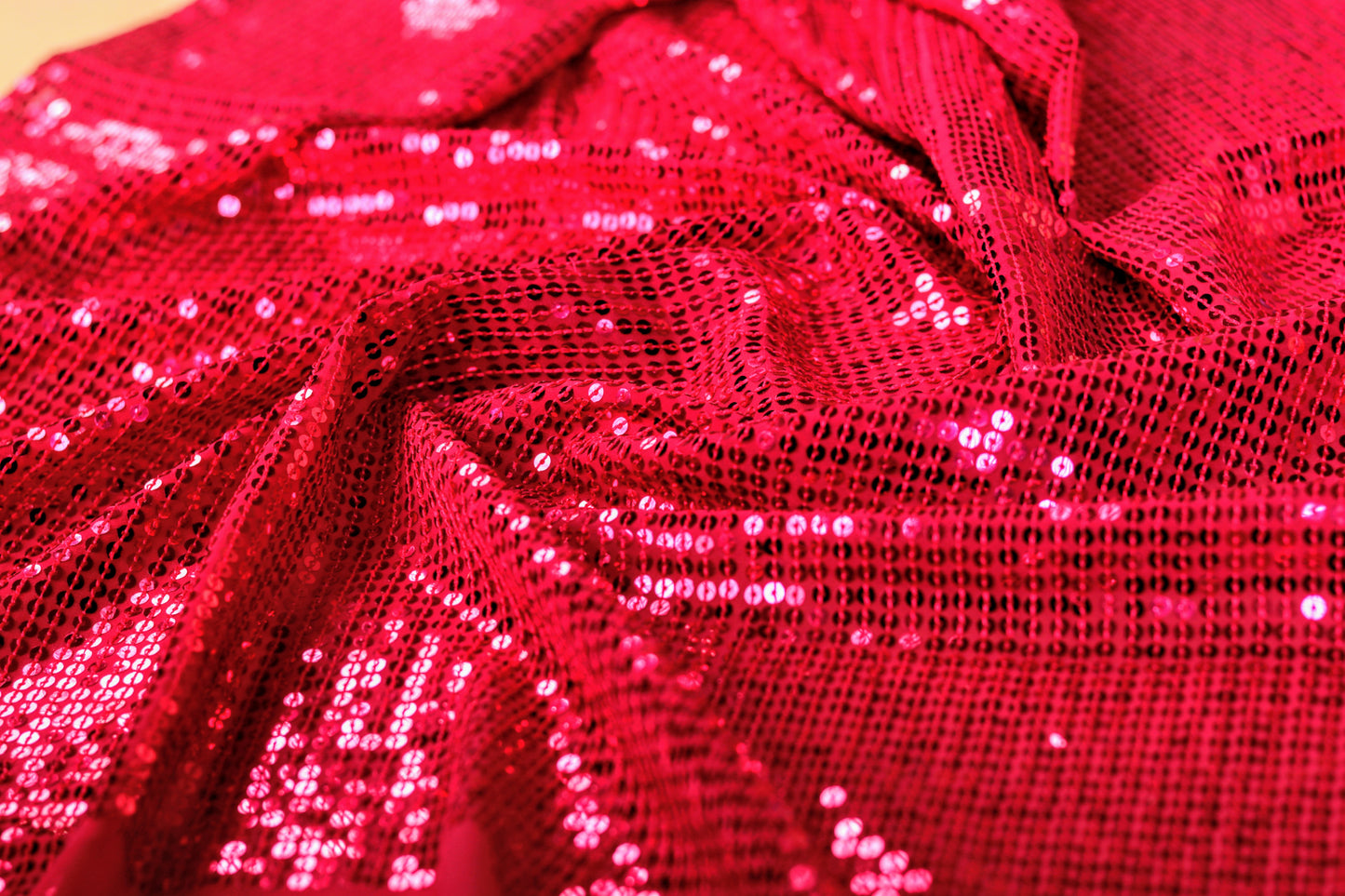 Mittai Pink Fully Sequined Poly Silk  Fabric