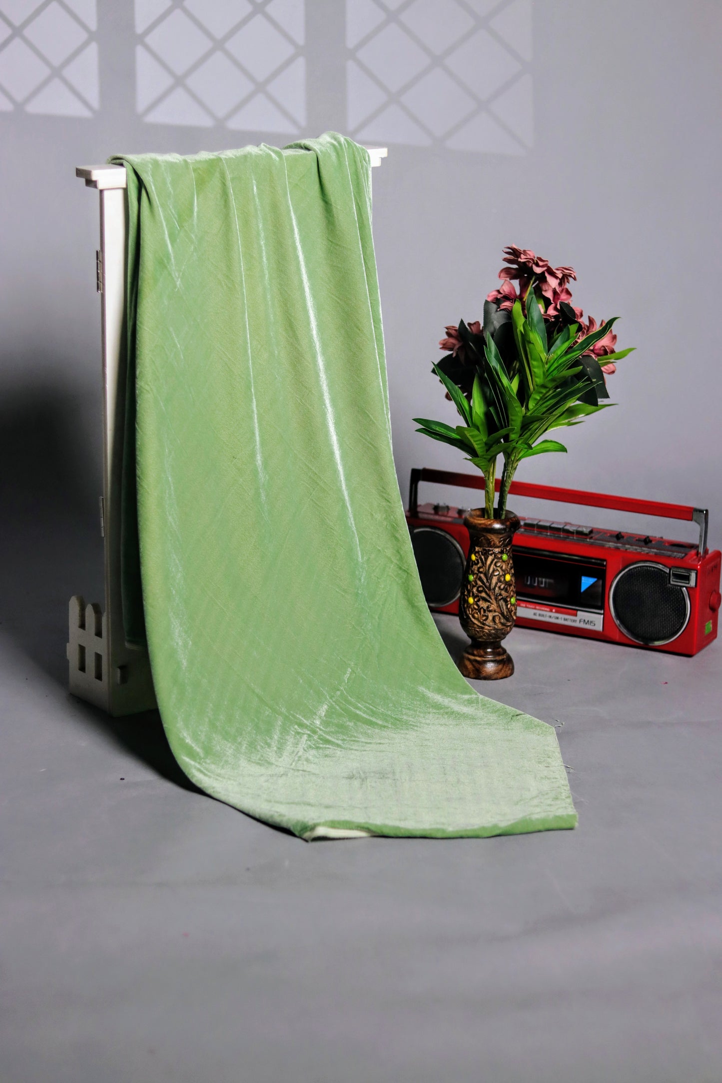 Velvet 9000 Solid Pista Green Fabric