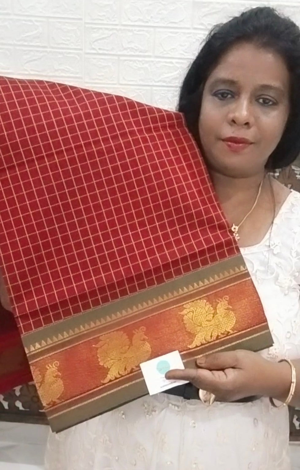 Mercerized Cotton Maroon Saree with peacock buttas