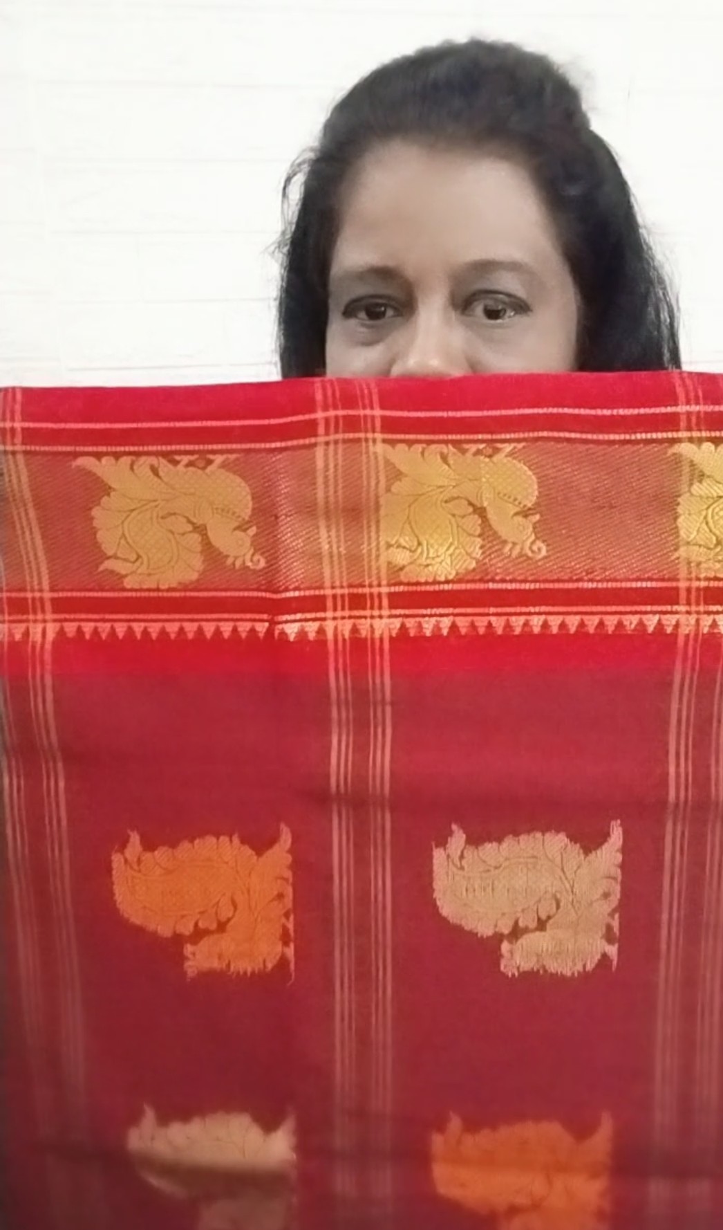 Mercerized Cotton Maroon Saree with peacock buttas