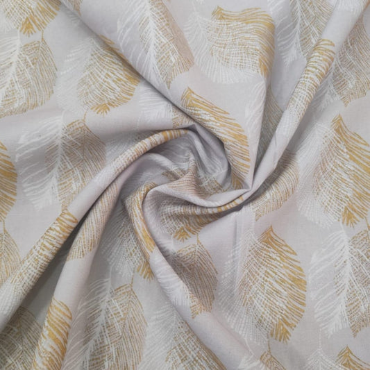 Linen Cotton Fabric White and Beige Nature inspired abstract prints