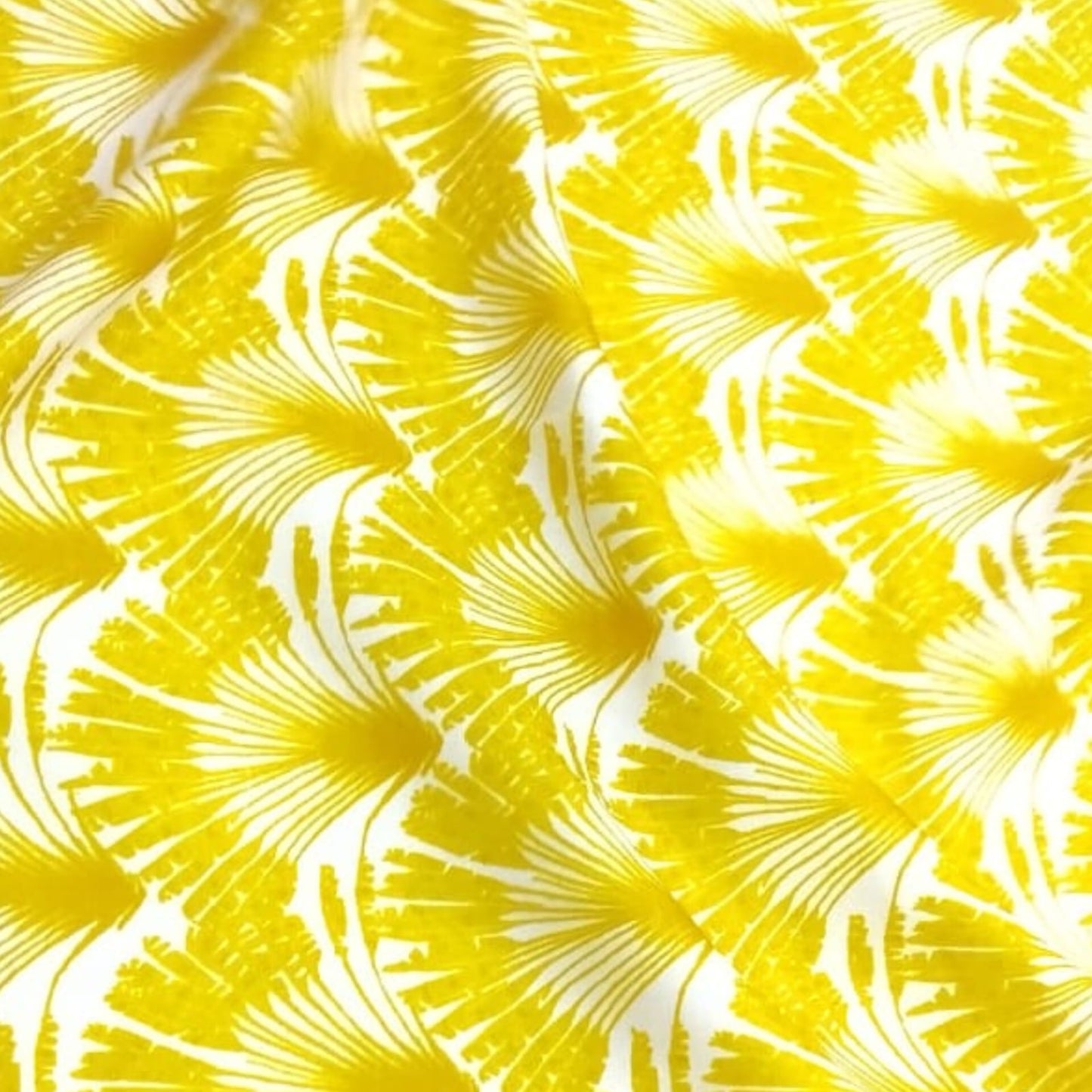 Linen Cotton Fabric with Aesthitic Prints in Yellow and White