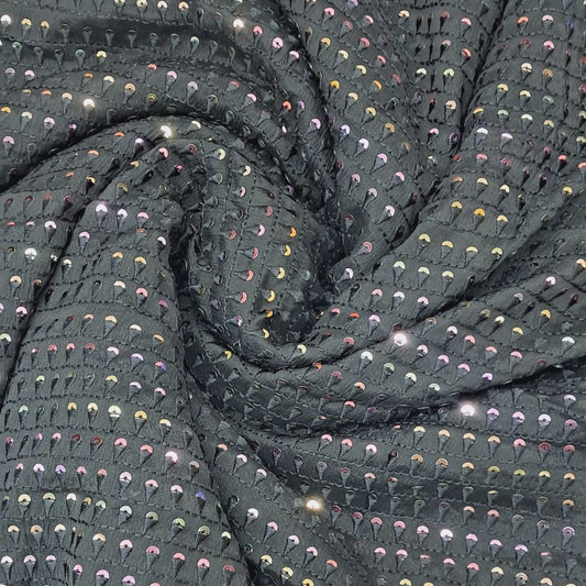 Viscose Chinon with sequence - Black colour