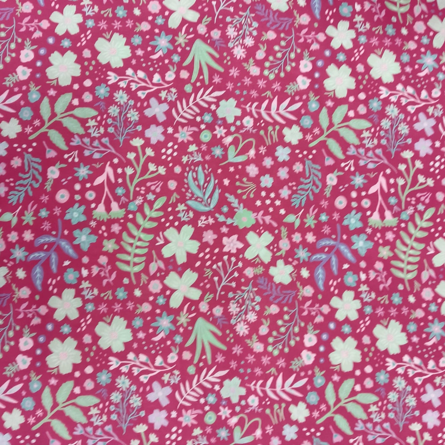 Popline Cotton 58" Fabric - Floral in pink base
