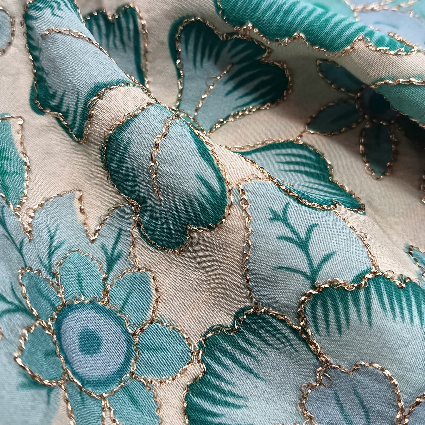 Natural Crepe with Thread Embroidery