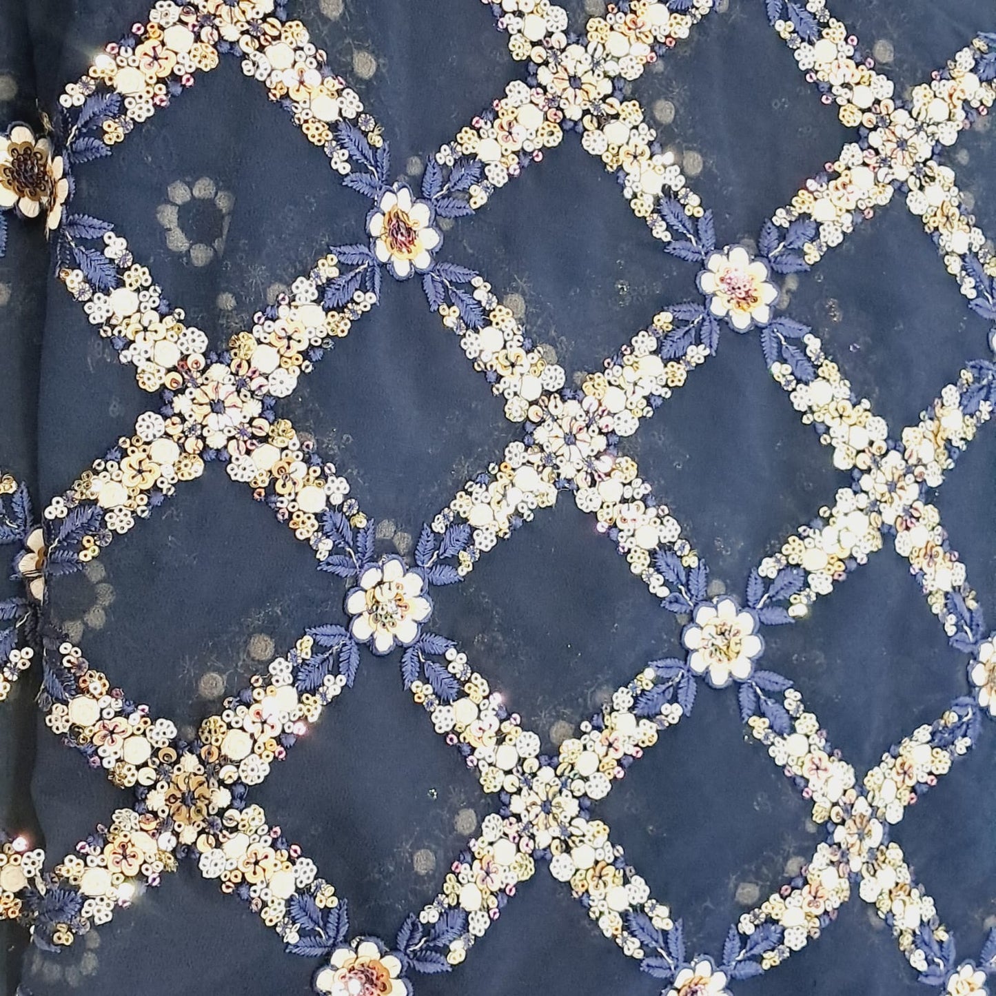 Navy Blue Viscose Georgette with sequece & embroidery work