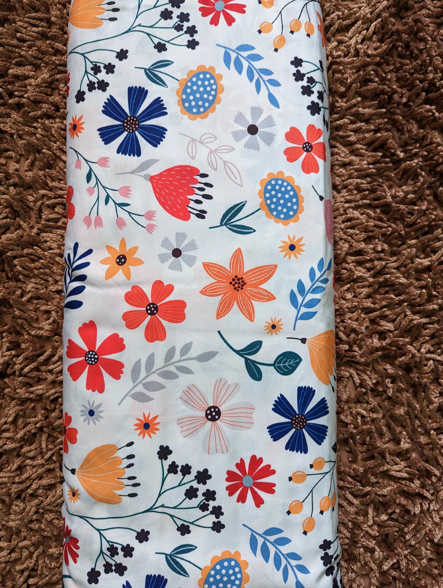 Cotton popline 58" width Fabric - Signature floral in white base