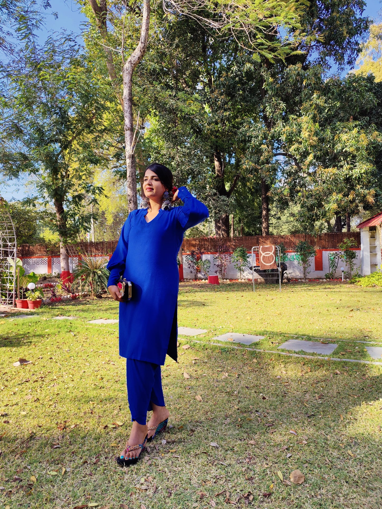 Royal Blue Royan Linen Dhoti kurti Set